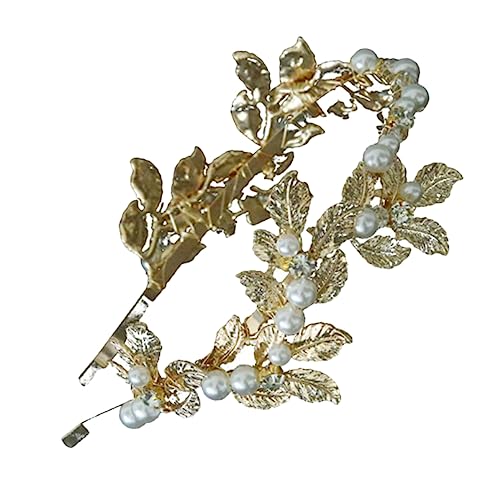 HAPINARY Braut Stirnband Perlen Haarband Hochzeit Party Frauen Schmuck Metallblatt Verzierung Flexibel Besondere Anlässe von HAPINARY