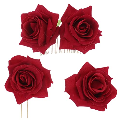 HAPINARY Haarschmuck-set Mit Rosenblüten 3-teilig Haarkamm Haarstab U-förmige Haarnadel Für Frauen Und Mädchen Party HAPINARY Haarschmuck-set Mit Rosenblüten 3-teilig Haarkamm Haarstab U-förmige Haarnadel Für Frauen Und Mädchen Party von HAPINARY