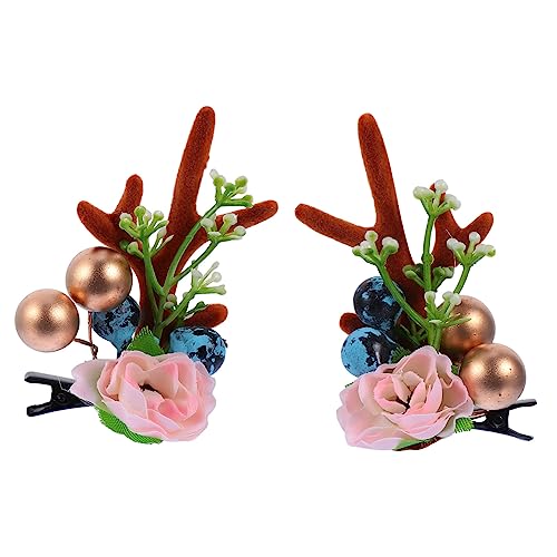 HAPINARY 1 Weihnachts-geweih-haarspangen Blumen-haarspangen Haarnadel-haarschmuck Für Damen Karneval Hochzeit Fotografie von HAPINARY