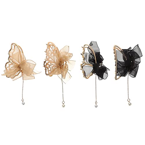 HAPINARY Haarspangen-set Mit Schmetterlingen 4-teilig Metall-haarspange Quaste Rutschfeste Netz-haarklammer Haar-accessoire Für Frauen Und Mädchen Den Täglichen Gebrauch von HAPINARY