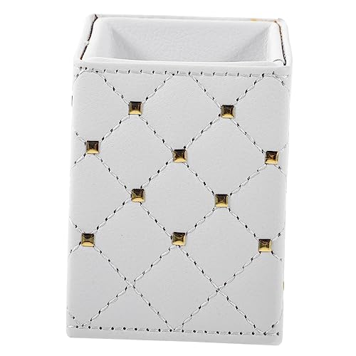 HAPINARY Bleistifthalter Weiß Für Schreibtisch Pu-Material Aufbewahrungsbox Stiftehalter Organizer Mit Cleverer Ablage Für Maniküre-Werkzeuge Und Schreibwaren von HAPINARY