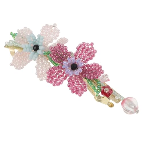 HAPINARY Handgefertigte Beaded Flower Barrette mit Zweifarbigen Blumenmuster Leichter und Robuster Haarclip für Frauen und Mädchen Stilvolles Accessoire für Hochzeit Party und Alltag von HAPINARY