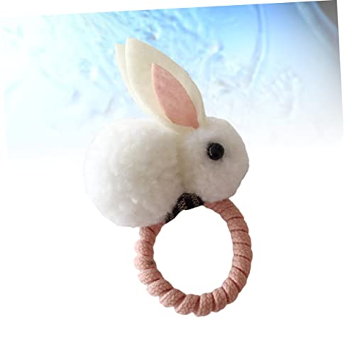 HAPINARY Hasenhaargummi Kaninchen-stretch-haargummis Bowknot-pferdeschwanz-halter Luffa Rückenschrubber Plüschhasen-pferdeschwanzhalter Kuscheltier Hase Kugel Stehen Mädchen Haarseil Weiß von HAPINARY