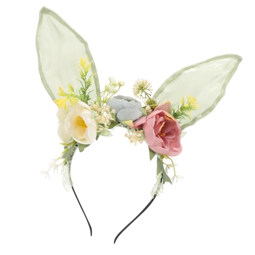 HAPINARY Blumenstirnband Mit Hasenohren Für Damen Floral Kopfschmuck Hase Ohren Haarband Party Foto-shooting Prop Für Ostern Geburtstagsfeiern von HAPINARY