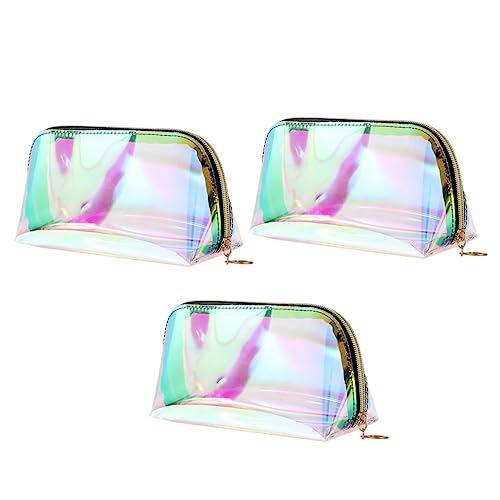 HAPINARY Holografische Kosmetiktasche, holografische Make-up-Tasche, handliche holografische Tasche, Make-up-Organizer, Tasche, transparent, Make-up-Tasche, Kulturbeutel, halbrund, Toilettenartikel, von HAPINARY