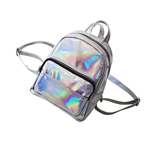 HAPINARY Holografischer Mini-rucksack Für Mädchen Modischer Schulrucksack Mit Verstellbaren Schulterriemen Und Geräumigem Innenraum Robustes Pu-material Für Festivals Und Alltag von HAPINARY