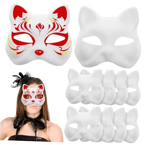 HAPINARY 10stücke Katzenmasken Set Leere Katzenmasken Bemalen Für Halloween Und Cosplay Bastelset Stabilem Für Erwachsene Geeignet von HAPINARY