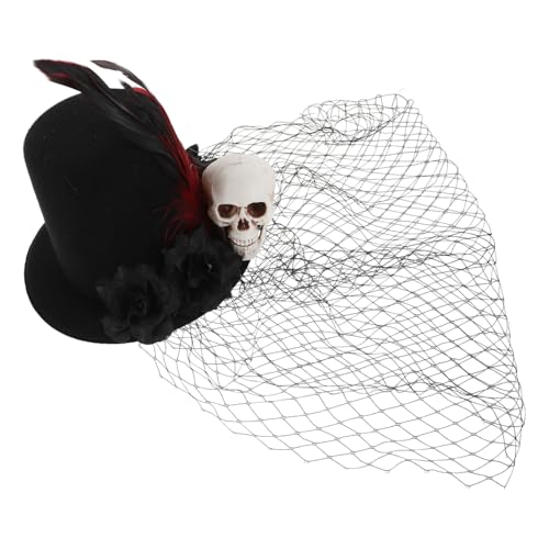 HAPINARY Kleiner Hut Mit Blumen Und Schleier Für Halloween Party Mini Top Fascinator Hut Aus Stoff Und Netz Für Cosplay-kopfbedeckung von HAPINARY