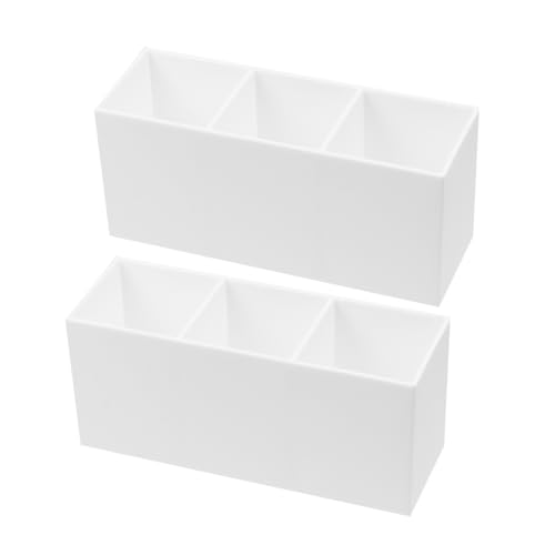 HAPINARY Kosmetik-aufbewahrungsbox 2er-set Acryl-make-up-pinselhalter 3-fach-organizer Weißer Make-up-displayständer HAPINARY Kosmetik-aufbewahrungsbox 2er-set Acryl-make-up-pinselhalter 3-fach-organizer Weißer Make-up-displayständer von HAPINARY