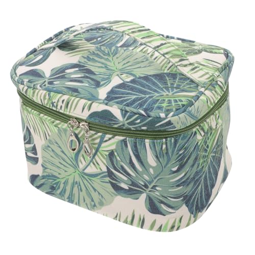 HAPINARY Kulturbeutel Für Damen Make-up-Tasche Mit Monstera-Muster Reise-Kosmetiktasche Aus Canvas Schminktasche Mit Reißverschluss Und Fächern Kosmetiktasche Für Reise von HAPINARY