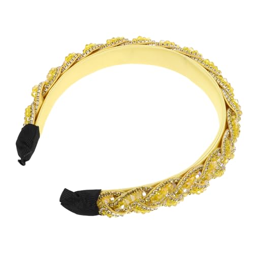 HAPINARY Luxuriöse Barocke Haarreife mit Funkelnden Strasssteinen Handgefertigt Damen-haarbänder Leichte Langlebige Kopfschmuck für Hochzeit Party Festliche Anlässe Gelb von HAPINARY