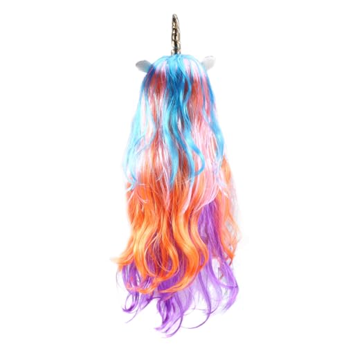 HAPINARY Regenbogen-einhorn-perücke Lange Lockige Damen Perücke Party Cosplay Geeignet Für Kinder Mädchen Teenager Erwachsene Inkl Geschenkbox von HAPINARY