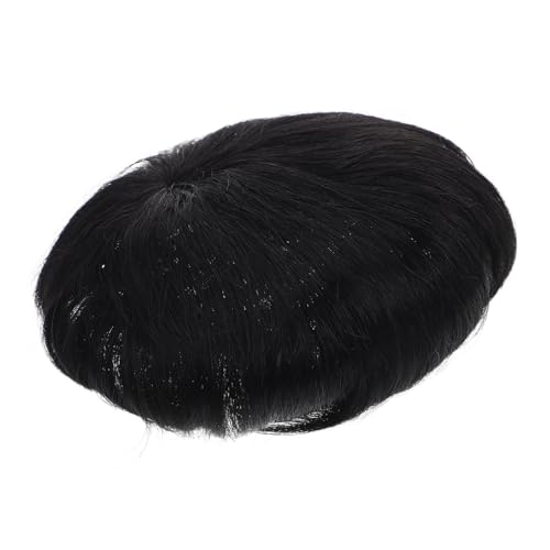 HAPINARY Kurzes Schwarzes Herren-haarteil Aus Echthaar Natürliches Toupet Für Männer Leichtes Und Atmungsaktives Design Für Tagesgebrauchliche Anwendung von HAPINARY