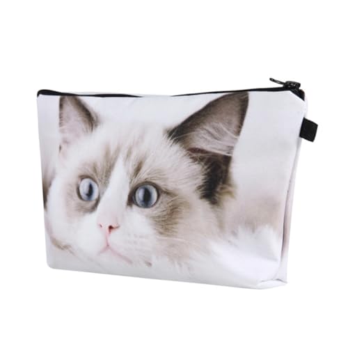 HAPINARY Kosmetiktasche Katzenmotiv Kleine Reise Organizer mit Reißverschluss Vielseitige Make Up Tasche für Damen Praktische Schminktasche für Unterwegs Katzen Print Kosmetikhandtasche von HAPINARY