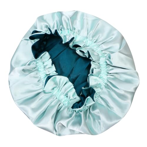 HAPINARY Delicate Kids Schlafhaube Aus Satin Elastisch Und Atmungsaktiv Für Junge Mädchen Zum Schutz Der Haare Beim Schlafen Oder Waschen Sanftem Grün Tragbar Für Zuhause Und Reisen von HAPINARY
