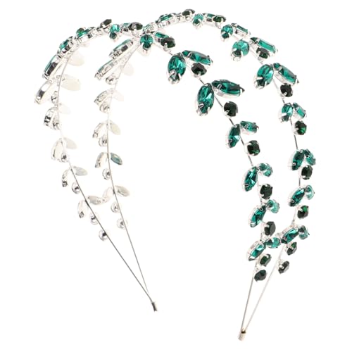 HAPINARY Mehrlagiges Grünes Funkelndes Haarband mit Blattverzierung Handgefertigter Braut-haarschmuck für Frauen Eleganter Haarkranz für Hochzeiten Partys Brautjungfern und Festliche von HAPINARY