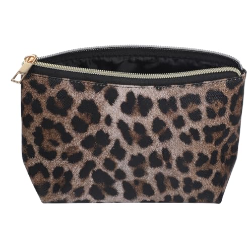 HAPINARY Kosmetiktasche Mit Leopardenmuster Reißverschlusstasche Für Damen Make-up-Beutel Mit Kleiner Münztasche Reiseorganizer Für Kosmetika Und Toilettenartikel von HAPINARY