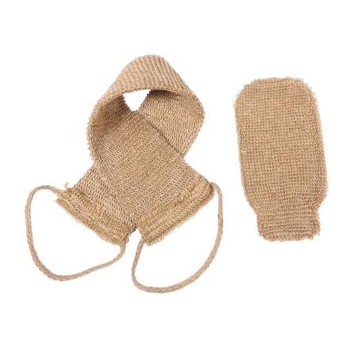 HAPINARY 2stücke Pack Rückenschrubber Für Peeling Naturmaterial Sisal Dusche Und Bad Handschuh Mit Gurt Für Männer Und Frauen Tiefenreinigung Und Entfernung Abgestorbener Hautzellen von HAPINARY