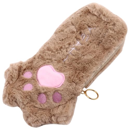 HAPINARY Plüsch Federmäppchen Katzenpfote Form Stifttasche mit Großer Kapazität für Stifte Radiergummi Lineal Aufbewahrung Schulbedarf für Erwachsene von HAPINARY