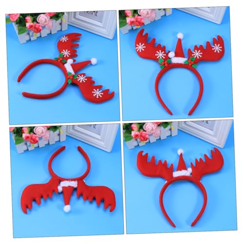 HAPINARY Braunes Geweih Stirnband Hirsch-stirnband Haarschmuck Weihnachten Weihnachtskopfschmuck Weihnachtsgeweih Stirnband Weihnachtshaarband Damen Zubehör Mädchen Rot von HAPINARY