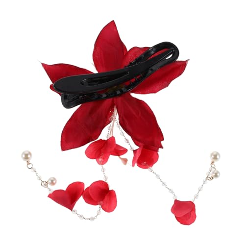 HAPINARY Roter Perlen Tassel Haarklammer für Damen für Sommerurlaub Hochzeiten und Strandveranstaltungen und Vielseitiges Haaraccessoire von HAPINARY