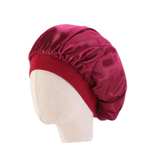 HAPINARY 3stücke Satin Schlafmütze Für Junge Mädchen Krempe Nachtmütze Atmungsaktiv Bequem Weiß Rosa Weinrot von HAPINARY
