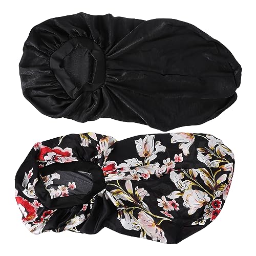 HAPINARY 2stücke Elastische Schlafmütze Mit Längem Seidenhaube Für Lange Haare Kopfwrap Für Frauen Mit Naturhaar Zöpfen Lockigem Haar Atmungsaktiv Und Bequem von HAPINARY