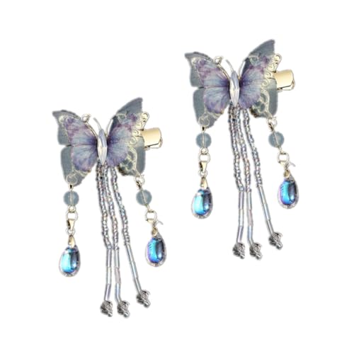 HAPINARY Schmetterling Haarklammern mit Kristallperlen Quasten Modischer Haarschmuck für Frauen und Mädchen Stilvolle Haarspangen für Alltag und Besondere Anlässe von HAPINARY