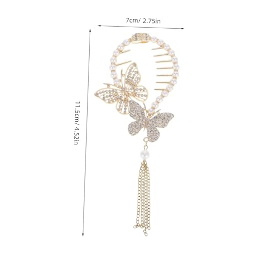 HAPINARY Schmetterling Haarspange mit Strass und Perlen Quaste Starker für Dutt und Pferdeschwanz Vielseitiger Haarschmuck für Damen Luxuriöses Accessoire für Festliche Anlässe von HAPINARY