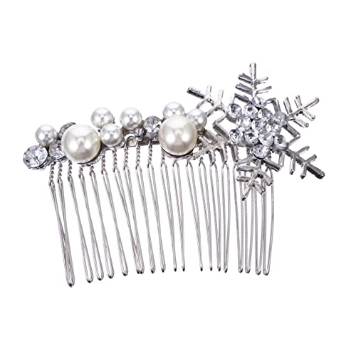 HAPINARY Schneeperlen-Haarkamm Haarpflegezubehör Haarschmuck für die Hochzeit Perlenbesatz Tiara Schneeflocke Haarkamm Hochzeitskopfschmuck Schnur Kopfbedeckung Kristall Braut Legierung von HAPINARY