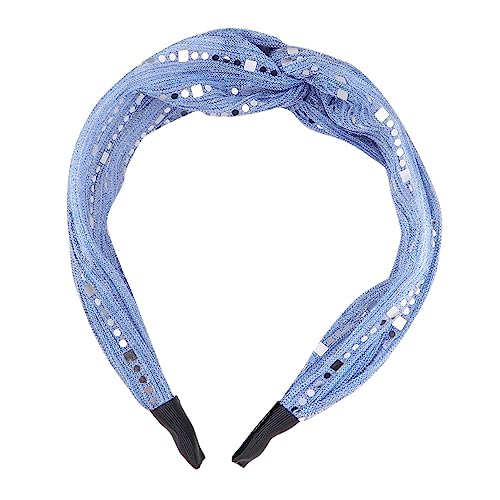 HAPINARY Kreuz Stirnband Mit Knoten Haarband Blau Funkelndes Netz-haar-accessoire Modisches Damen-haarband Für Party von HAPINARY