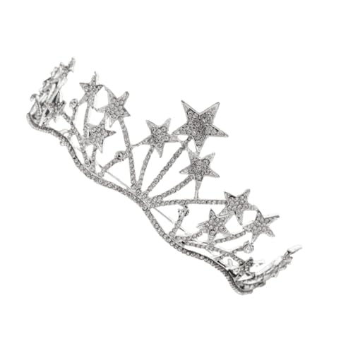 HAPINARY Silberne Diadem haarreif mit Sternform Funkelndes Schmuck haarschmuck für Braut Eleganter Hochzeitsschmuck Langlebig und Umweltfreundlich Geeignet für Hochzeiten und Feiern von HAPINARY