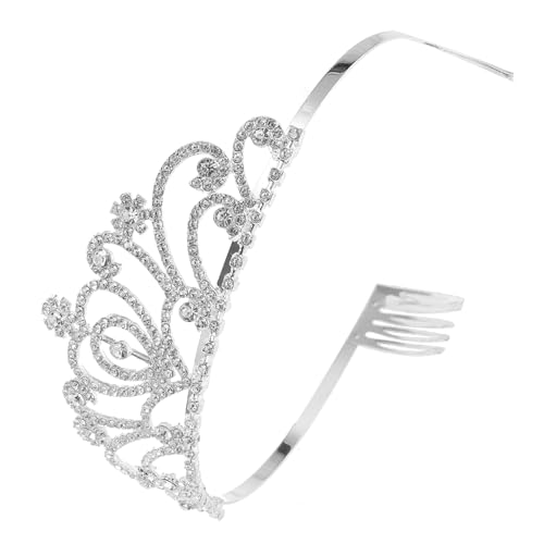 HAPINARY Silberne Strass Krone mit Haarkamm Brautschmuck Eleganter Kopfschmuck für Braut Brautjungfern und Festliche Anlässe Leicht und Komfortabel zu Tragen von HAPINARY