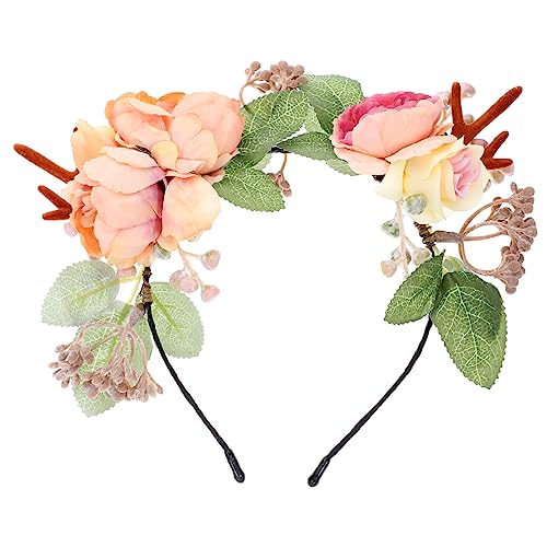 HAPINARY Xmas Geweih Haarband Mit Blumen Festliches Kopfaccessoire Für Weihnachten Und Partys -stirnband Für Damen Und Für Und Festivals von HAPINARY