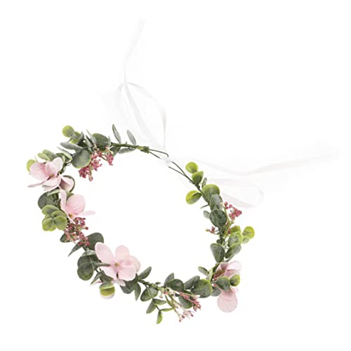 HAPINARY Stirnband Mädchen Blumen Haarband Hochzeitskopfbewegungen Haarschmuck Für Frauen Hochzeit Haarkranz Girlandenhaarband Künstliche Blumenkrone Eukalyptus Braut Zubehör Beflockung von HAPINARY