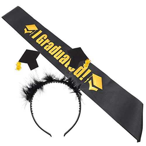 HAPINARY Stirnband Mit Abschlusskappe Und Schärpe Haarband Mit Mini-abschlusskappe Für Partys Zubehör Für Abschlussfeiern von HAPINARY