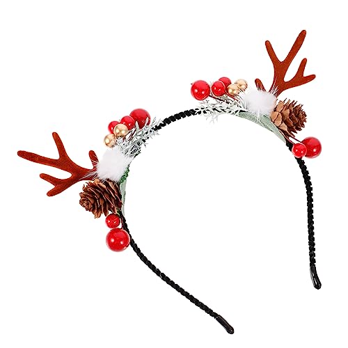 HAPINARY Weihnachtsstirnband Mit Geweih Und Künstlichen Tannenzapfen Als Weihnachts Haarband Oder Kopfschmuck von HAPINARY