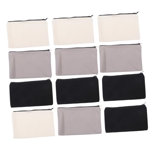 HAPINARY 12stücke Canvas-reißverschlusstaschen Kosmetiktaschen Stiftetaschen Aufbewahrungstaschen Schwarz Beige Für Handtaschen Koffer Rucksäcke von HAPINARY