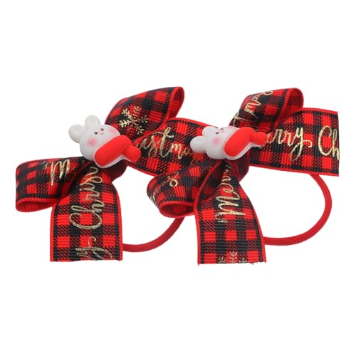 HAPINARY 2x Elastische Weihnachtshaargummis Pferdeschwanzhalter Haarschleifen Für Mädchen Weihnachts-haar-accessoires Satz Mit Schleifen von HAPINARY