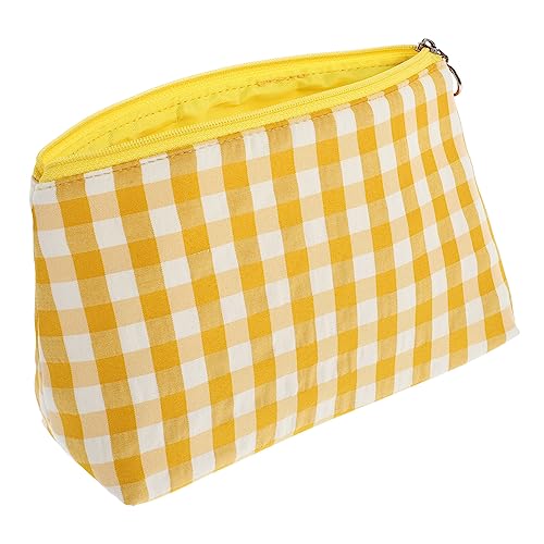 HAPINARY Kosmetiktasche Aus Canvas Mit Reißverschluss Tragbare Schminktasche Für Damen Plaid-Druck Kosmetiktasche Für Reiseaccessoires Und Persönliche Gegenstände von HAPINARY
