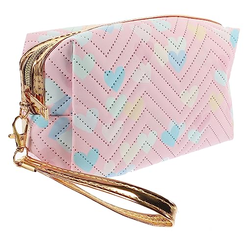 HAPINARY Makeup Bag Kosmetiktasche Mit Fächern Tragbare Toilettentasche Für Damen Und Mädchen Organizer Für Kosmetik Und Reisebedarf Rosa Weich Und Haltbar von HAPINARY