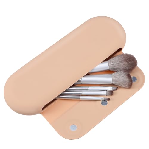 HAPINARY Tragbarer Make Up Pinselhalter aus Silikon mit Magnetverschluss und Belüftungslöchern Kosmetischer Organizer für Reisen und Alltag Kompakte Stilvolle Pinselbox in Dunklem Khaki von HAPINARY