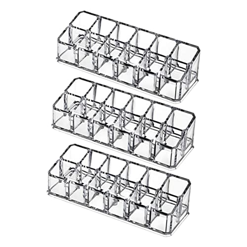 HAPINARY 3stücke Transparenter Organizer Mit Fächern Vielseitige Aufbewahrungsbox Für Lippenstifte Und Kosmetik Für Schminktisch Und Badezimmer von HAPINARY