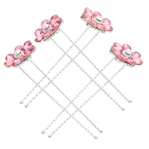 HAPINARY 4stücke Blumen Haarnadeln Mit Strass Für U-förmige Haarklammern Eleganter Brautschmuck Für Hochzeiten Und Besondere Anlässe Roséfarben von HAPINARY