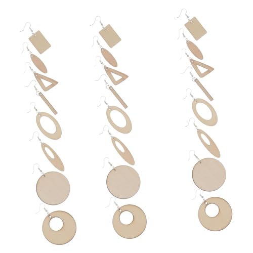 HAPINARY Unlackierte Holzohrringe Teilig mit Ohrringen und Sprungringen DIY Holzanhänger zum Bemalen Schmuck Bastelset für Persönliche Schmuckherstellung und Geschenke von HAPINARY