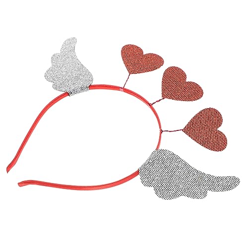 HAPINARY Valentinstag Love Wings Stirnband Frauen Kopfschmuck Valentinstag Stirnbänder Herz Stirnbänder Herzförmiges Stirnband Engelsflügel-kopfschmuck Latte-kunst Damen Liebe Kleidung von HAPINARY