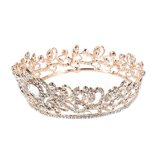 HAPINARY Vintage Brautkrone Strass Prinzessin Tiara Haarschmuck Hochzeit Haardekor Retro Vollrunde Diadem für Braut Damen Festzug und Besondere Anlässe von HAPINARY