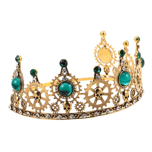 HAPINARY Vintage Herren Skull Haarschmuck mit Strass Mittelalterliches Rad Design Königliches Halloween Cosplay Accessoire Auffälliges Karneval Stirnband in Gold von HAPINARY
