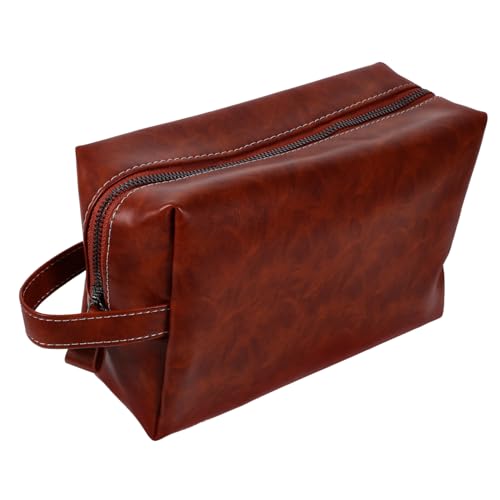 HAPINARY Vintage Kulturbeutel Reise-Make-up-zugkoffer Make-up-geldbörse Kleine Kosmetiktaschen-reiseorganisator Make-up-Tasche Universal- Aufbewahrungstasche Pu-Leder Männer Und Frauen von HAPINARY