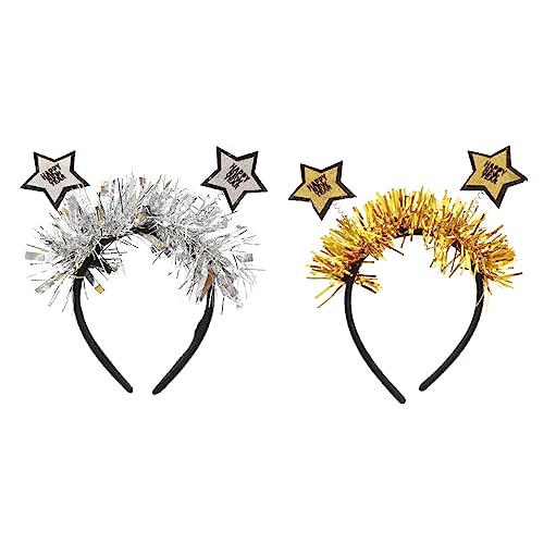 HAPINARY 2er Satz Weihnachtsstern Stirnband Fünfzackiger Stern Ausgefallener Weihnachtskopfschmuck Haar Accessoire von HAPINARY